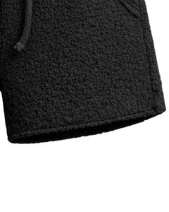 Shorts en molleton sherpa noir pour femmes, confortables, doux, en peluche, vêtements de détente, taille élastique, cordon de serrage, décontractés, confortables pour l'hiver - Product Image 5