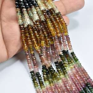 Perles de pierres précieuses rondes facettées en tourmaline naturelle, brins de 4-5 mm, lot de perles rondes pour la fabrication de bijoux, directement de l'usine - Product Image 3