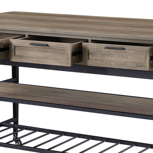 Îlot de cuisine en bois massif à 3 niveaux avec grand espace de rangement pour la cuisine et le café Rangement de la cuisine et comptoir - Product Image 5