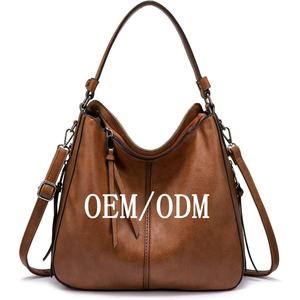 Bolso Tote de Cuero Personalizado para <span class=keywords><strong>Mujer</strong></span>, Gran Capacidad, Estilo Vintage, Bolso de Hombro, Bolsos Hobo de Cuero PU para <span class=keywords><strong>Mujer</strong></span> - Product Image 1