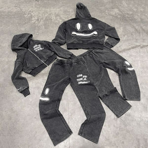 Logo personnalisé 3D Puff Print Sweatsuits Deux Pièces Tech Fleece 100% Cotton Jogger Sets Survêtement Surdimensionné pour hommes - Product Image 1