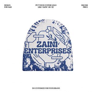 Gorro de Punto Acrílico ZAINI Premium de 280 GSM, Unisex, Azul y Blanco, con Logotipo Personalizado, para Deportes de Invierno y Esquí - Product Image 1