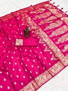 Sari de Seda Rangoli con Bordado Pesado de Hilo de Cobre y Pedrería, Blusa con Pedrería - Ropa India y Pakistaní - Product Image 6