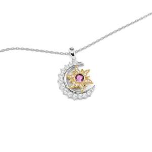 Collier personnalisé Jeulia Soleil Lune Étoiles Pierre de naissance en acier inoxydable plaqué or - Product Image 3