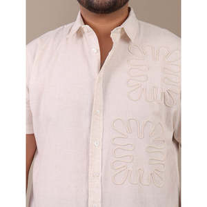 Camisa Casual de Manga Corta para Hombre Amanush, de Algodón con Bordado Floral, Talla Grande, con Cuello Camisero, Tejido Transpirable, para Verano - Product Image 2
