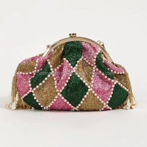 Bolso de Potli bordado hecho a mano para mujeres y niñas, diseño de artesanía de lujo, patrón cuadrado, Moda para fiestas de boda, precio al por mayor - Product Image 1