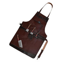 Tablier de travail en cuir robuste et confortable pour hommes, style gilet, élégant et réglable, idéal pour le barbecue et les travaux manuels