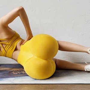 Pantalones cortos de Yoga de cintura alta personalizados para mujer, mallas de compresión elásticas sin costuras para gimnasio, correr, Fitness, ciclismo, cierre de cordón sólido - Product Image 2