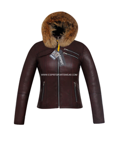 ESPRIT-Chaqueta de Cuero con Capucha de Mapache para Mujer, Chaqueta de Viscosa Transpirable con Forro de Satén, Venta Al por Mayor, Invierno, Nuevo Diseño - Product Image 3