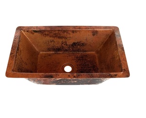 Fabrication directe Évier en cuivre antique Bassin de salle de bain de forme carrée Meilleure vente pour hôtels et villas Matériau métallique - Product Image 5