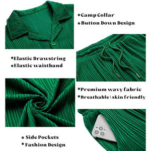 2025 Wholesale Summer 2-Piece Quick Dry <b>Knitted</b> Polyester/Cotton Short Sleeve Casual Button-Down Shirt Shorts Men's <b>Set</b> - Product Image 5