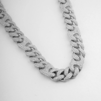 Chaîne cubaine hip-hop 15 mm type « nez de cochon » - Or blanc 18 carats avec diamants de laboratoire ronds taille brillant couleur D, unisexe, certifiés IGI