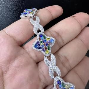 Eslabón cubano de plata de alta calidad con diamantes, pulsera clásica de eslabones cubanos de diamantes brillantes, pulsera de eslabones cubanos de plata helada - Product Image 3