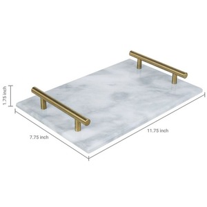 Bandeja de comida ecológica de mármol cuadrada elegante, tamaño personalizado, acabado Natural para comida rápida, servicio de hoteles, eventos de catering - Product Image 1