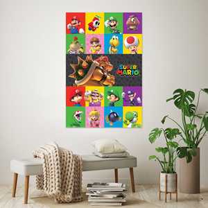 Affiche sur toile de style moderne Nintendo Super Mario avec personnages - Product Image 1