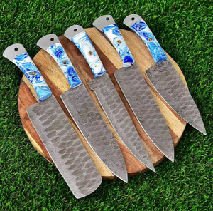 Ventes chaudes, lames professionnelles PRESTIGE, ensemble de 5 couteaux de chef faits à la main, acier damas, 67 couches, couteaux de cuisine, étui en cuir - Product Image 3