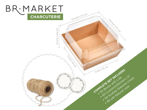 Boîtes alimentaires carrées personnalisées en papier kraft laminé avec revêtement anti-graisse et couvercles transparents en PET (12,7 cm x 12,7 cm x 6,35 cm) - Product Image 2