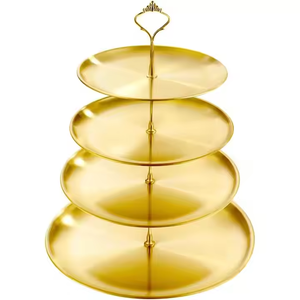 Support à gâteau en métal noir à 3 niveaux au design luxueux pour les mariages et les fêtes Design élégant et durable pour les gâteaux par Decor impex - Product Image 2