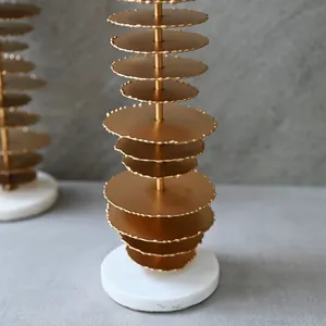 Haute qualité plaqué or métal fer noël décoration de la maison bougeoirs Base en marbre nouveau Design bougeoir mariages - Product Image 3