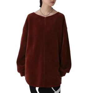 OEM Corduroy Fabric <b>Women</b> Winter Oversized <b>Sweatshirt</b> / Custom Front Print Crew Neck <b>Women's</b> Streetwear Trending <b>Long</b> <b>Sweatshirt</b> - Product Image 1