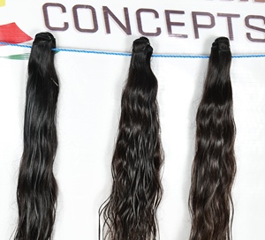 100% vierge cuticule alignée chimiquement traitée aucun noir crépus faisceaux ondulés Indian Temple Extensions de cheveux humains - Product Image 3