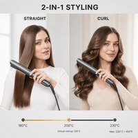 Lisseur ionique professionnel avec diffusion de parfum, coiffage en une seule passe, chauffe rapide PTC, 230 ° C, Affichage LED, 100-240V