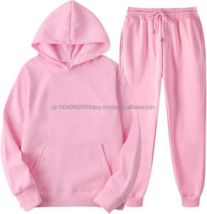 Conjunto de Sudadera con Capucha y Pantalones Deportivos Unisex Rosa Personalizados al por Mayor, 100% Algodón, Felpa, Chándal Informal de Invierno, OEM - Product Image 1