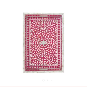 Rectangle rose haute qualité Design floral vadrouille incrustation à la main plateaux de service décor à la maison et articles de maison Dubaï Arabie Saoudite - Product Image 1