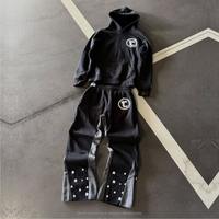 Survêtement pour hommes bouffée imprimé survêtement Flare à capuche et pantalons ensembles survêtement empilé pantalon coton Jogging costume