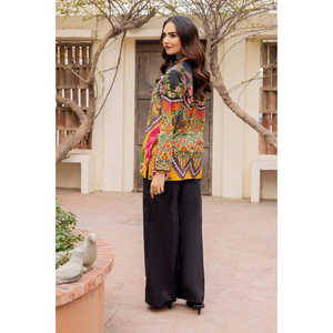 Tunique imprimée bohème en cambric KJ-43102 pour femme, décontractée, longueur ras du sol, col mandarin, respirante, translucide, idéale pour l'été et la plage, ODM - Product Image 2