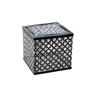 Boîte décorative de mariage au design haut de gamme boîte de forme carrée en métal de couleur noire pour boîte de rangement décorative de table en vrac personnalisé - Product Image 1