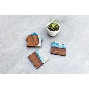Meilleur modèle Sous-verres en pierre grise Sous-verres populaires en bois de résine personnalisés pour la décoration intérieure Sous-verres en bois d'acacia en résine époxy - Product Image 2