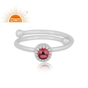 Latest Design Fine Sterling Silver Natural Garnet Gemstone <b>Adjustable</b> <b>Ring</b> Jewelry Manufacturer - Product Image 2
