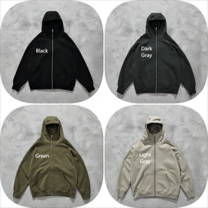 Venta al por mayor en blanco zip up hoodies Unisex Pullover de alta calidad para hombre en blanco de gran tamaño de lana lavado ácido zip up HOODIE - Product Image 3