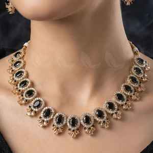 ออกแบบชุดสร้อยคอและต่างหูทองชุบสำหรับงานแต่งงาน ชุดเครื่องประดับเจ้าสาวสุดหรู 4 ชิ้น เครื่องประดับประดิษฐ์ - Product Image 5