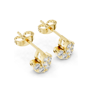 ต่างหูเพชรทรงดอกไม้ 0.36 กะรัต เพชรแล็บคัท ความใส VVS-VS ทอง 18KT, 14KT, 10KT และเงิน 925 ทองชมพู ทองเหลือง ทองขาว - Product Image 4