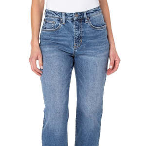 Jeans da donna a vita alta Earnest Sewn, in denim blu traspirante, taglia XL, stile semplice, con decorazioni strappate e logo in vita - Product Image 2
