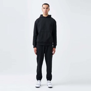 Classique hommes lourd noir polaire survêtement confortable hiver sweat et survêtement ensemble pour un usage quotidien - Product Image 1