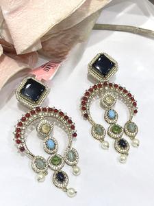 ต่างหูฟิวชั่นจากดีไซเนอร์พร้อมต่างหูหินสำหรับผู้หญิงสาวๆสำหรับชุดราตรีสำหรับใส่ไปปาร์ตี้แฟชั่น - Product Image 3