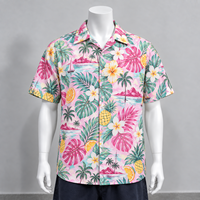 Kemeja Hawaii Pria Lengan Pendek Bahan Woven Motif Bunga Tropis Streetwear Kancing Depan Kemeja Pantai Ringan Kemeja Liburan Musim Panas