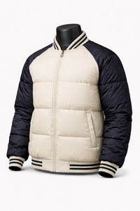 Blouson matelassé Varsity pour homme, blouson d'hiver matelassé, blouson Varsity personnalisé bicolore, blouson de baseball, fabrication OEM - Product Image 5