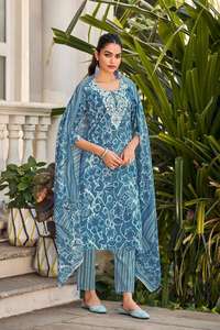 Colección de Verano de Maruti Fashion, Blusa de Algodón con Estampado y Bordado, Estilo Indio-Pakistaní, para Fiestas y Bodas, Largo hasta la Rodilla, para Mujer - Product Image 5