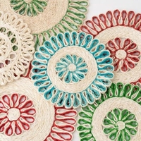 Assiette de présentation ronde en jonc de mer tressé, faite à la main, écologique, personnalisable, qualité supérieure pour la décoration de cuisine, fournisseur en gros