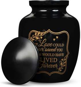 โกศบรรจุอัฐิเด็กแบบดั้งเดิม ทำมือจากอะลูมิเนียมขนาดกลาง ความจุ 500 มล.  แบบตั้งโต๊ะ สีดำด้าน  หรูหรา  สามารถปรับแต่งได้ - Product Image 3