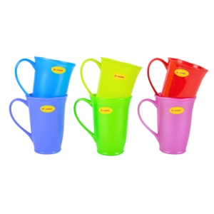 Taza de Plástico PP de 440 ml Libre de BPA, Borde Ondulado Alto, Reutilizable, Apta para Lavavajillas, Ecológica, con Asa Lateral, para Comedor Escolar y Familia - Product Image 6