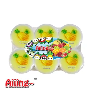 Tazas de pudín de fruta Aiiing Tazas de pudín Aiiing 110g x 6 tazas x 16 pkts-Pudín de sabor a piña
