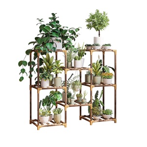 Support de plante en bois Type de chariot mobile Chariot de jardinière beige Plateau roulant Coaster Pot de fleur - Product Image 2