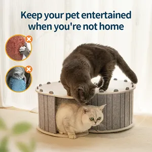 Yüksek kalite keçe kedi yatakları yeni tasarım yeşil kedi tırmalamak ev yuva sevimli Pet oyuncaklar