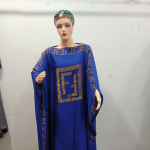 Vestido Abaya Musulmán de Moda para Mujer, Ramadán Árabe, Dubái, Eid Mubarak, con Pedrería Dorada, Ropa Islámica - Product Image 1