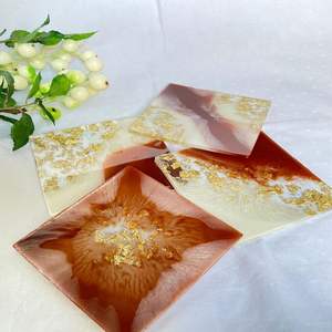 Posavasos de resina inspirados en el océano con diseño de brillo ondulado, alfombrillas epoxi hechas a mano, ideales para mesa de decoración del hogar costera y regalos - Product Image 3